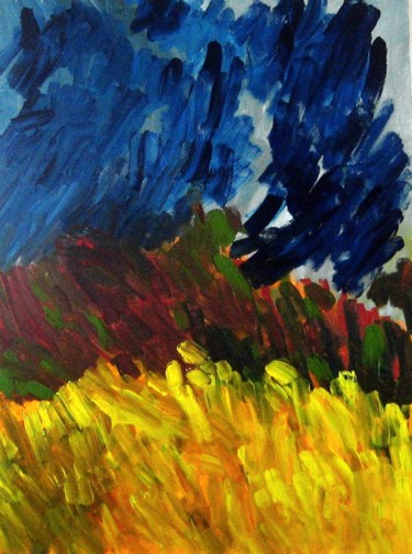 Painting titled "Garden at night (Si…" by Peter Jalesh, Original Artwork, Acrylic