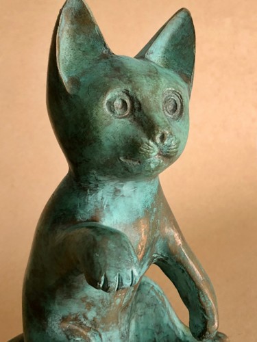 제목이 "Chaton debout"인 조형물 Denis Thebaudeau로, 원작, 금속