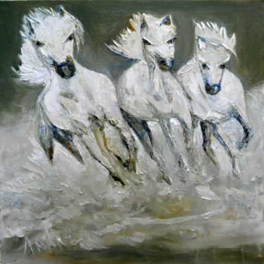 绘画 标题为“THE THREE IN SNOW” 由Yes, 原创艺术品, 油