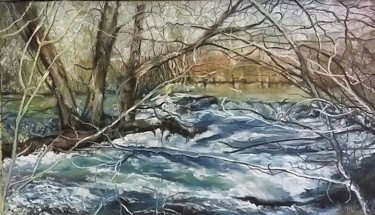 Peinture intitulée "Rivière en sous-bois" par Mireille Désir Valéry, Œuvre d'art originale, Pastel