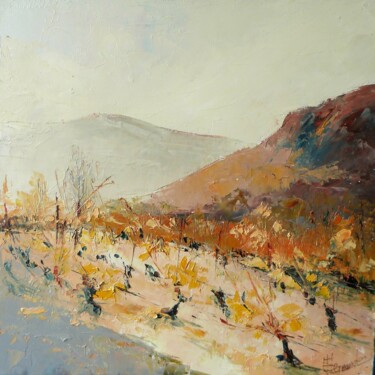 Peinture intitulée "Vignes en hiver" par Eve Hernandez, Œuvre d'art originale, Huile