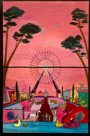 绘画 标题为“La Grand Roue. La d…” 由Pierre Carret, 原创艺术品, 丙烯