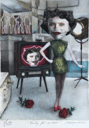 Reality fait son show Peinture intitulée "Reality fait son sh…" par Françoise Maillet, Œuvre d'art originale