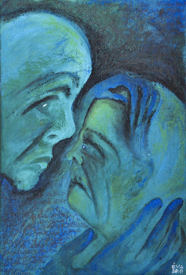 Peinture intitulée "Jeune et vieux" par Eva Mifsud, Œuvre d'art originale