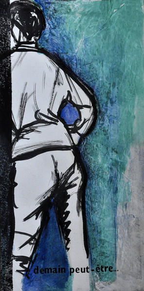 Dessin intitulée "Demain, peut-être" par Eva Mifsud, Œuvre d'art originale, Encre