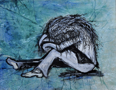 Dessin intitulée "Accroupie 2" par Eva Mifsud, Œuvre d'art originale