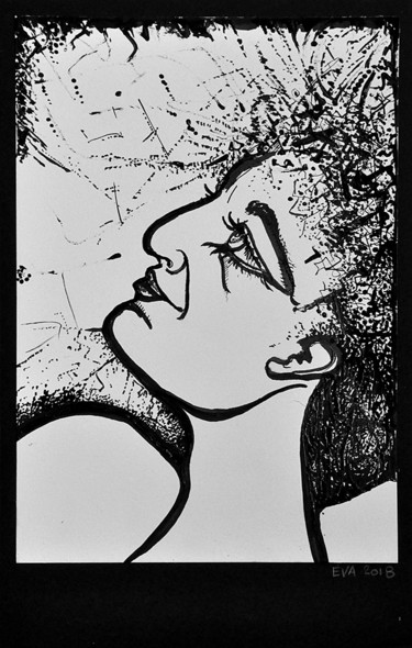 Dessin intitulée "Profil" par Eva Mifsud, Œuvre d'art originale