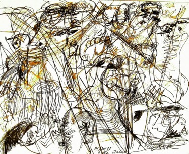Drawing titled "Luiza Derderian and…" by Peter Jalesh, Original Artwork, Ink