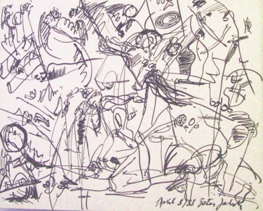 Drawing titled "Wiping the rain fro…" by Peter Jalesh, Original Artwork, Ink