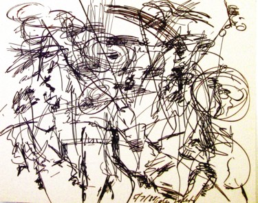 Drawing titled "Sitting by the porch" by Peter Jalesh, Original Artwork, Ink