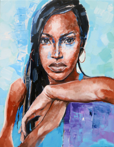noire fond bleu 65x50