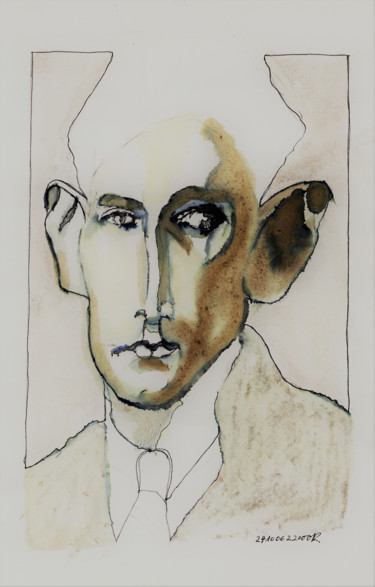 Herr K. (2) Zeichnungen mit dem Titel "Herr K. (2)" von Stephan Rodriguez Warnemünde, Original-Kunstwerk, Tinte