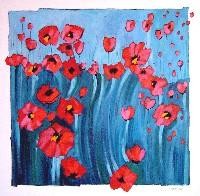 Peinture intitulée "Les coquelicots" par Catherine Suchocka, Œuvre d'art originale, Huile