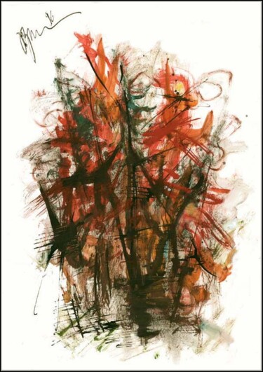 Dibujo titulada "Feu de forêt Forest…" por Dima Dima Vil Ms Wilms (Rok Zivopisec Rock Painter), Obra de arte original, Gouac…