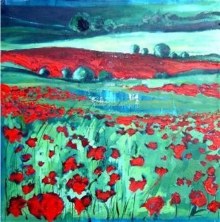 Peinture intitulée "L'été en Pologne" par Catherine Suchocka, Œuvre d'art originale, Autre
