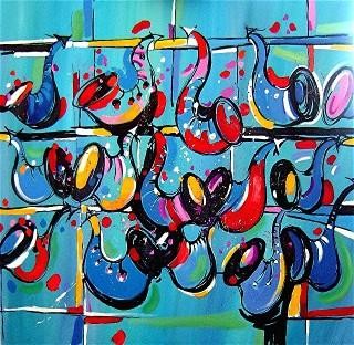 Peinture intitulée "La musique - 2" par Catherine Suchocka, Œuvre d'art originale, Huile