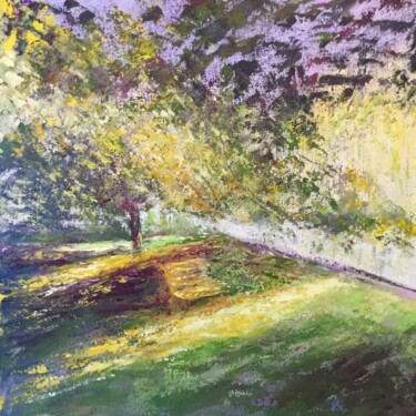 Peinture intitulée "Le banc de lecture" par Anne Vignau, Œuvre d'art originale