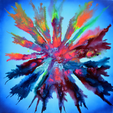 Opening Blue Pandora, Large Abstract 100x100 cm Painting titled "Opening Blue Pandor…" by Tiberiu Soos, Original Artwork, Acrylic