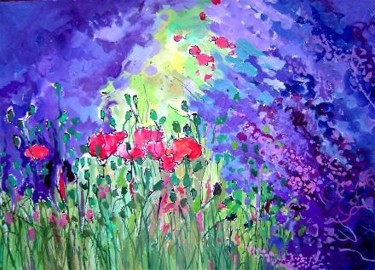 Peinture intitulée "Un champs d'été" par Catherine Suchocka, Œuvre d'art originale, Huile