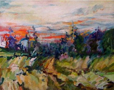 Peinture intitulée "Le coucher du solei…" par Catherine Suchocka, Œuvre d'art originale, Autre