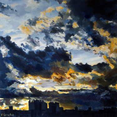 Peinture intitulée "Ciel de Paris 1" par Pascal Brachet, Œuvre d'art originale, Huile