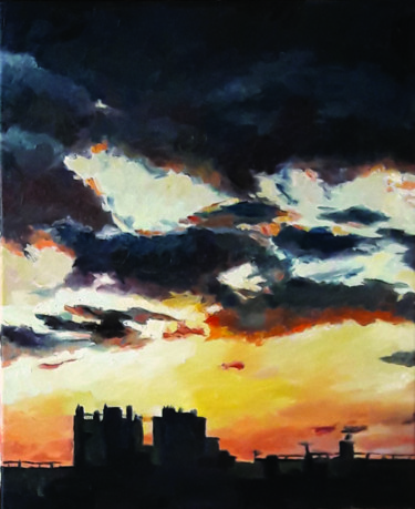 Peinture intitulée "Ciel de Paris" par Pascal Brachet, Œuvre d'art originale