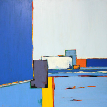 Peinture intitulée "Abstraction bleue 1…" par Frédérique Marteau, Œuvre d'art originale, Huile