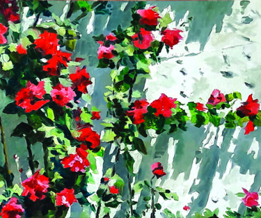 Peinture intitulée "Roses à Vilandry 2" par Pascal Brachet, Œuvre d'art originale, Huile