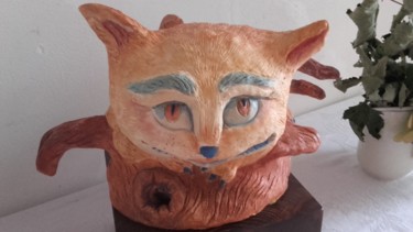 Sculpture intitulée "Stregatto da Alice…" par Lucia Mazzoni, Œuvre d'art originale