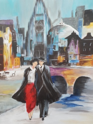 Painting titled "Les amoureux" by Sophie Ackermann, Original Artwork, Acrylic