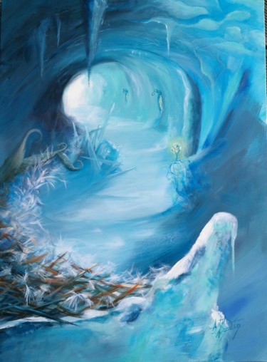 In a Fantastik ice cube Peinture intitulée "In a Fantastik ice…" par Anne Hamelin, Œuvre d'art originale, Acrylique Monté sur Châssis en bois