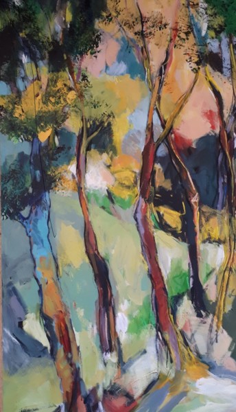 Peinture intitulée "Le peuplier bleu." par Nadine Nacinovic, Œuvre d'art originale, Acrylique