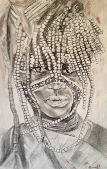 Dessin intitulée "Perlimpinpin" par Maryse Renault, Œuvre d'art originale, Conté