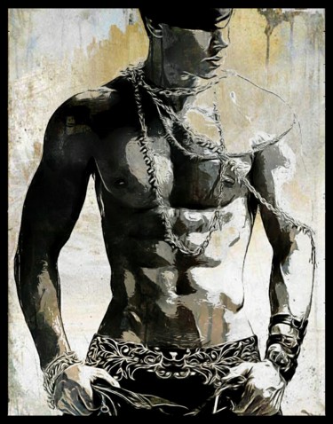 Arte digitale intitolato "Sexy boy beige" da Simone Lazzarini, Opera d'arte originale, Pittura digitale