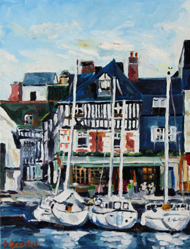 Peinture intitulée "Honfleur" par Pascal Brachet, Œuvre d'art originale, Huile