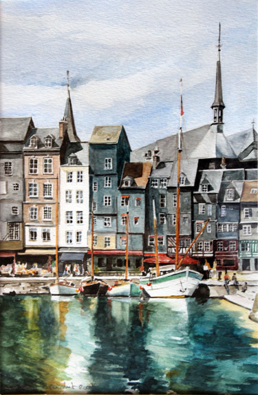 Peinture intitulée "honfleur 2" par Pascal Brachet, Œuvre d'art originale, Aquarelle