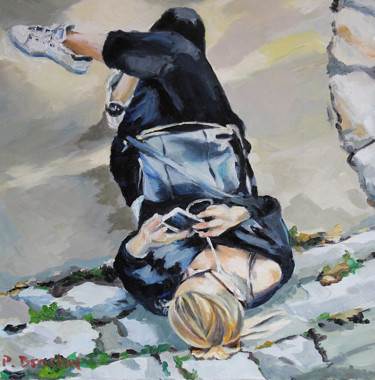 Peinture intitulée "connectée !" par Pascal Brachet, Œuvre d'art originale, Huile