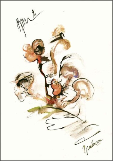 Tekening getiteld "petits champignons…" door Dima Dima Vil Ms Wilms (Rok Zivopisec Rock Painter), Origineel Kunstwerk, Gouac…