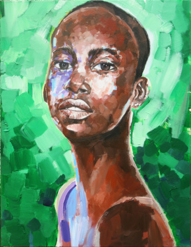 noire sur fond vert 65x50
