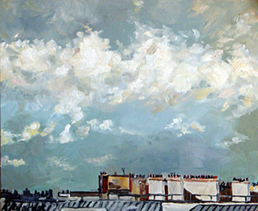 Peinture intitulée "Ciel depuis ma fenê…" par Pascal Brachet, Œuvre d'art originale, Huile