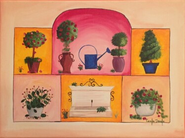 Les buis et jardins 绘画 标题为“Les buis et jardins” 由Coralie Deroche, 原创艺术品, 丙烯 安装在木质担架架上