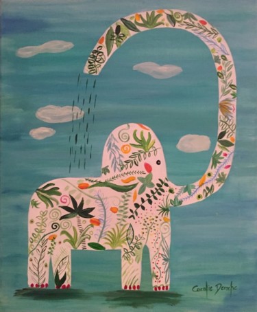 Elephantin 绘画 标题为“Elephantin” 由Coralie Deroche, 原创艺术品, 丙烯 安装在木质担架架上