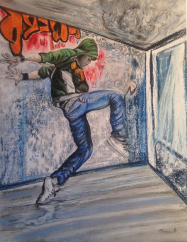 Dessin intitulée "Parquet flottant" par Maryse Renault, Œuvre d'art originale, Pastel
