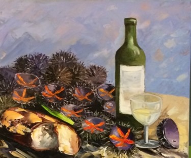 Peinture intitulée "LES OURSINS" par Jam, Œuvre d'art originale, Huile