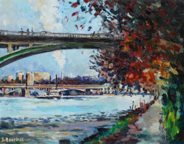 Peinture intitulée "Ile de la Jatte/Pon…" par Pascal Brachet, Œuvre d'art originale, Huile