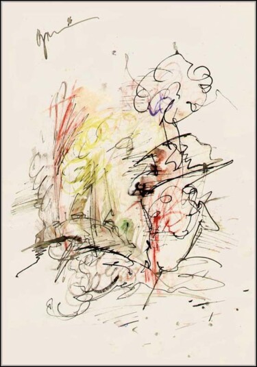 Dibujo titulada "The village and the…" por Dima Dima Vil Ms Wilms (Rok Zivopisec Rock Painter), Obra de arte original, Gouac…