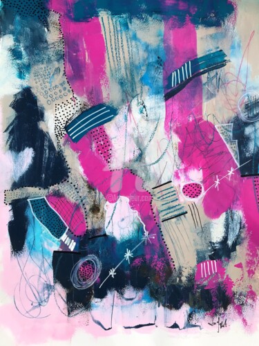 Painting titled "Champs de printemps…" by Suely Blot, Original Artwork, Acrylic