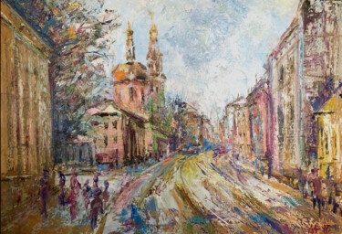 Старая Басманная, Москва. Золотой призер междунар выставки. Картина под названием "Старая Басманная, М…" - Alina Asanova, Подлинное произведение искусства, Масло