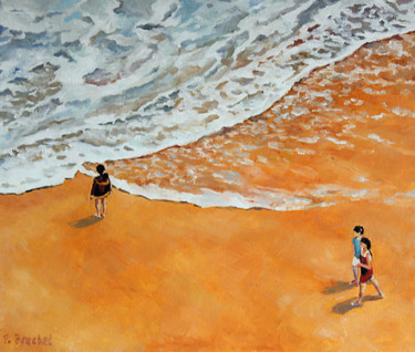 Peinture intitulée "La plage" par Pascal Brachet, Œuvre d'art originale, Huile