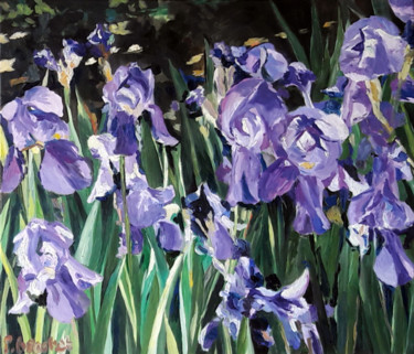 Peinture intitulée "Les iris" par Pascal Brachet, Œuvre d'art originale, Huile